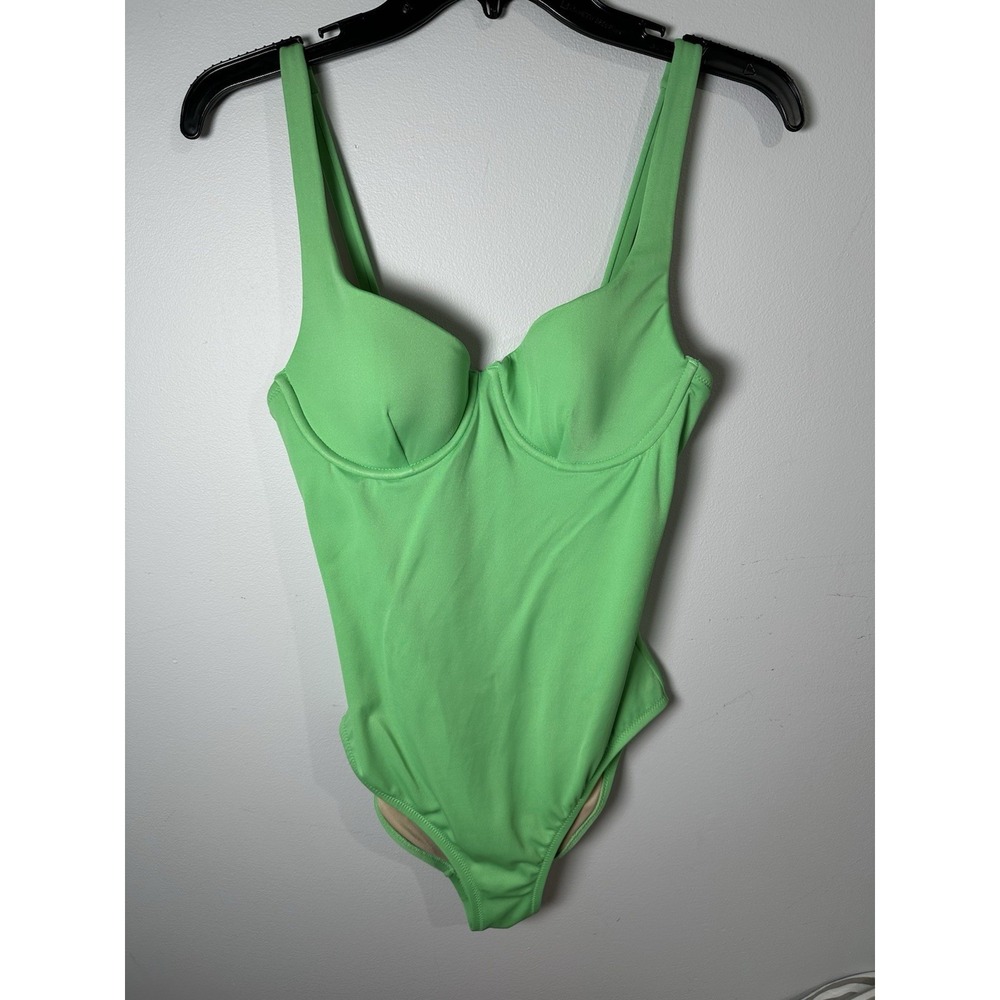 J. CREW Size 8 Swimsuit Underwire Bathing Suit Womens Green Solid One Piece‎